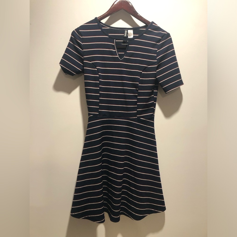 H&M Navy and White Striped Mini Dress